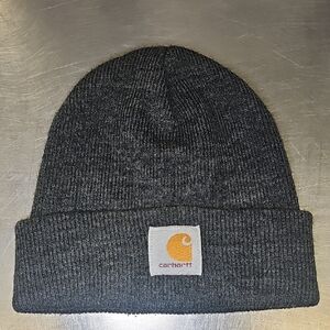 Carhartt Dark Gray Cuffed Knit Beanie with Logo Patch M7